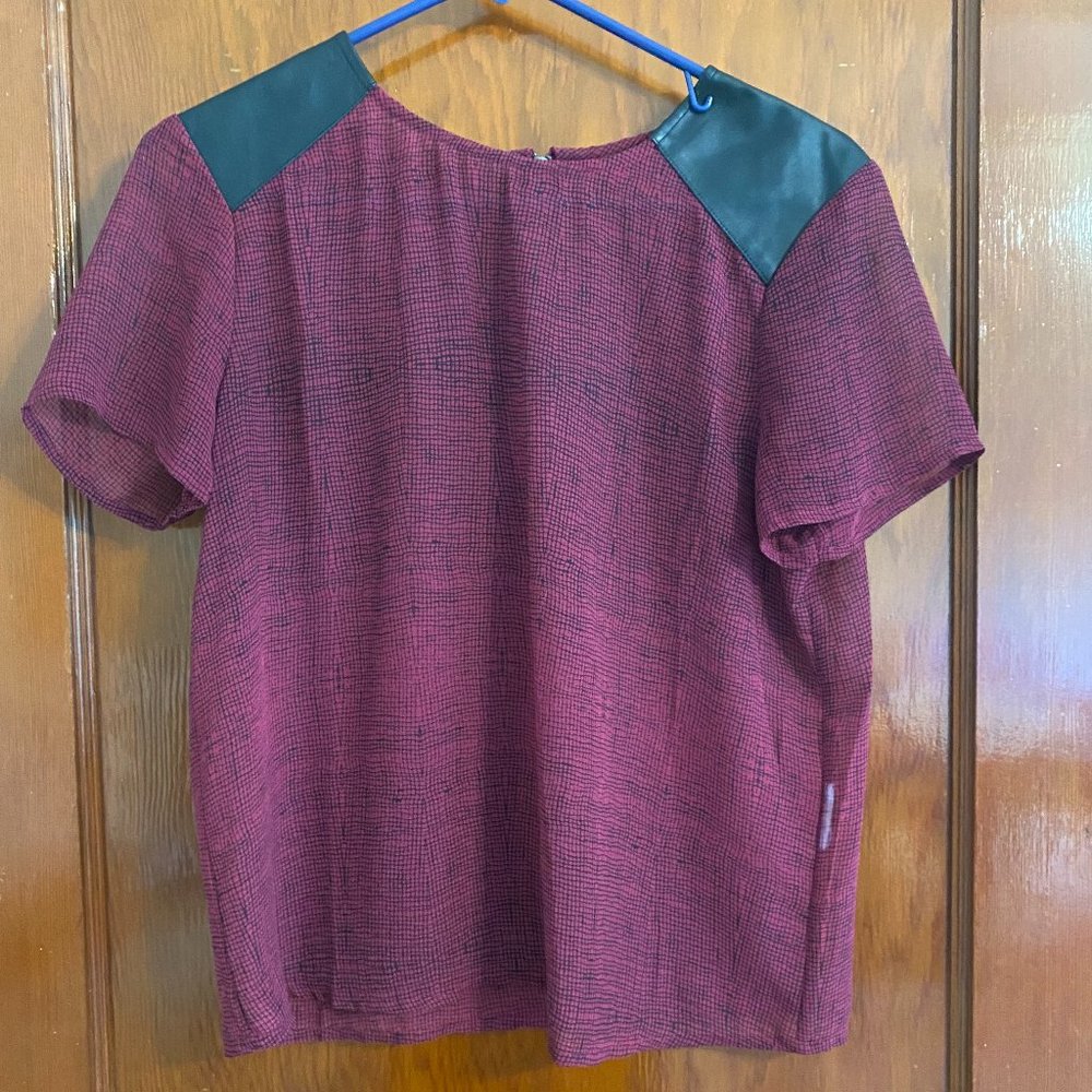 Patterned faux leather work shirt